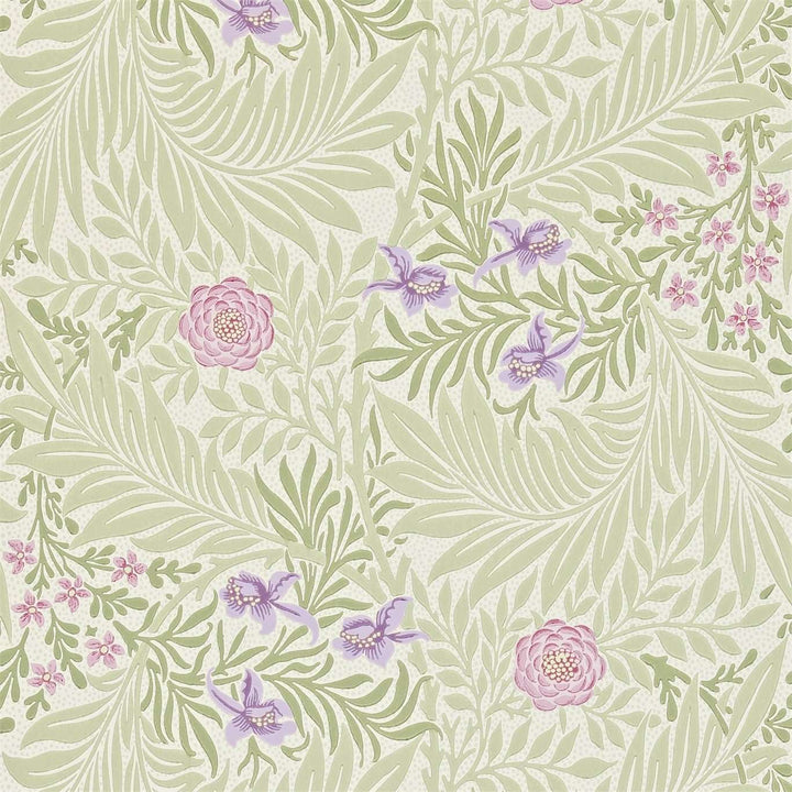 Larkspur-behang-Tapete-Morris & Co-Olive/Lilac-Rol-212555-Selected Wallpapers
