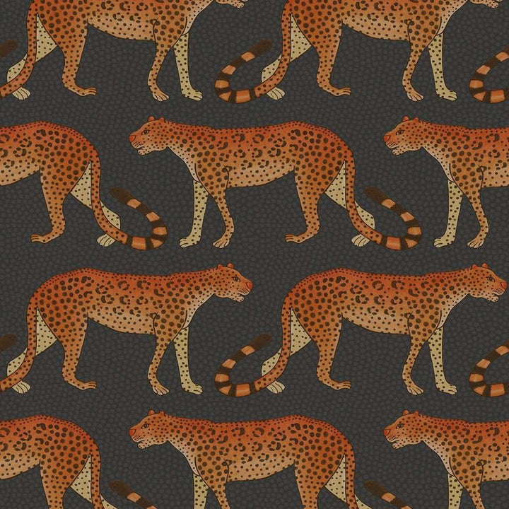 Leopard Walk-Behang-Tapete-Cole & Son-Orange on Charcoal-Rol-109/2008-Selected Wallpapers