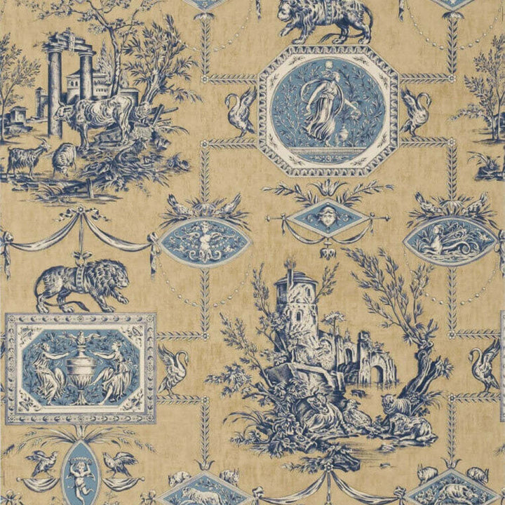 Les Muses et le lion-behang-Tapete-Braquenie-Antique Blue-Rol-BP207003-Selected Wallpapers