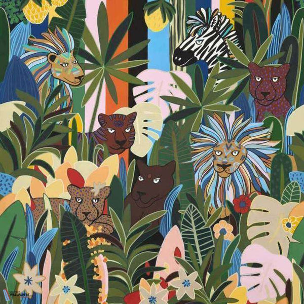 Les Rois de la jungle-behang-Pierre Frey-Pop-Set-FP607001-Selected Wallpapers