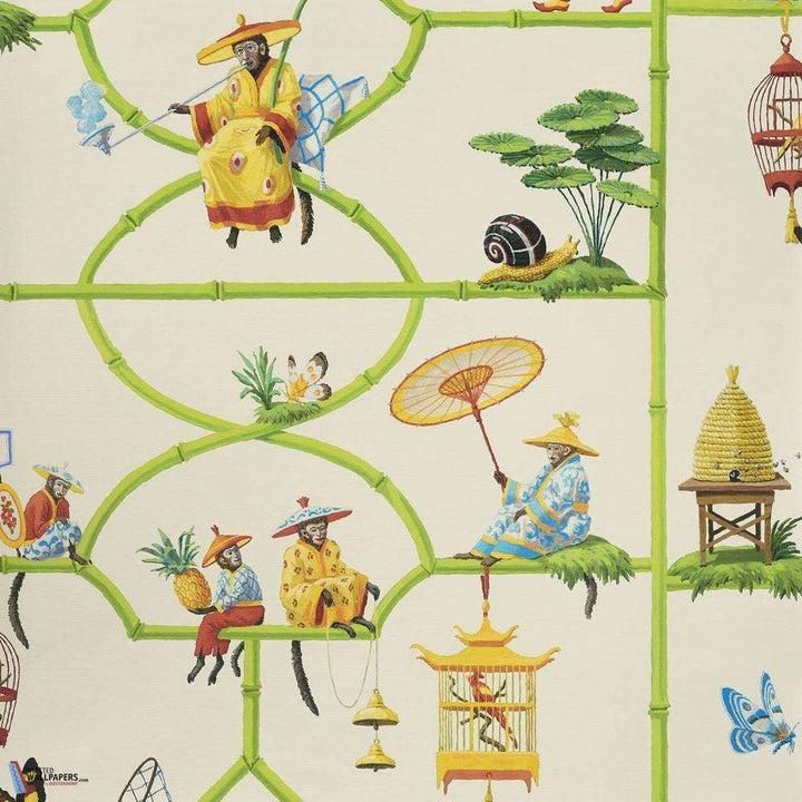 Les singes savants-behang-Tapete-Pierre Frey-Beige-Meter (M1)-FP770001-Selected Wallpapers