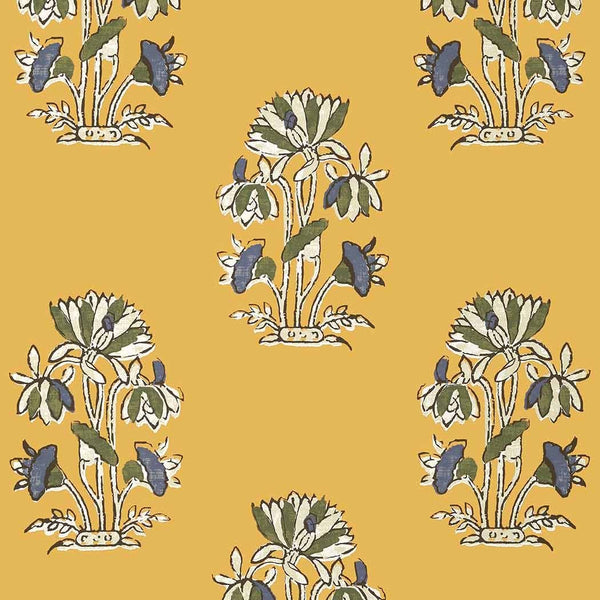 Lily Flower-Behang-Thibaut-Harvest Gold-Rol-T13202-Selected Wallpapers