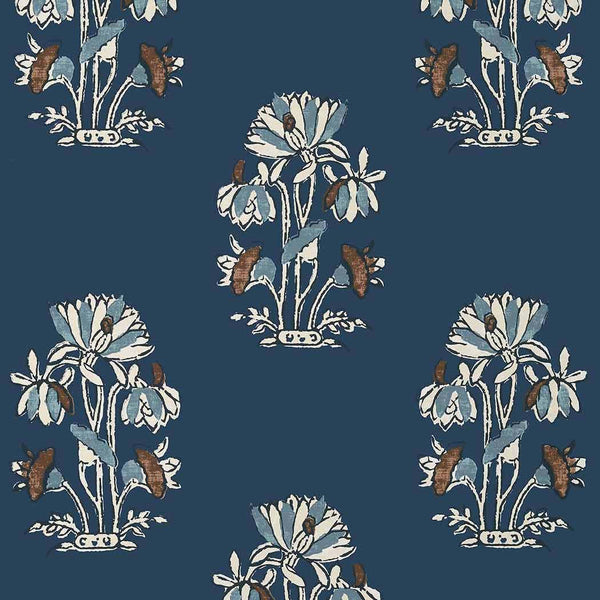 Lily Flower-Behang-Thibaut-Navy-Rol-T13203-Selected Wallpapers