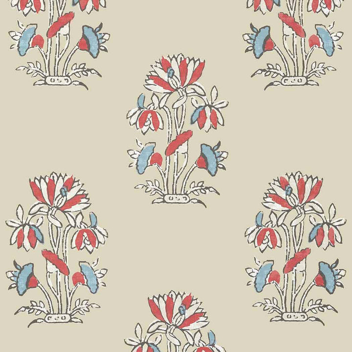 Lily Flower-Behang-Tapete-Thibaut-Beige-Rol-T13206-Selected Wallpapers
