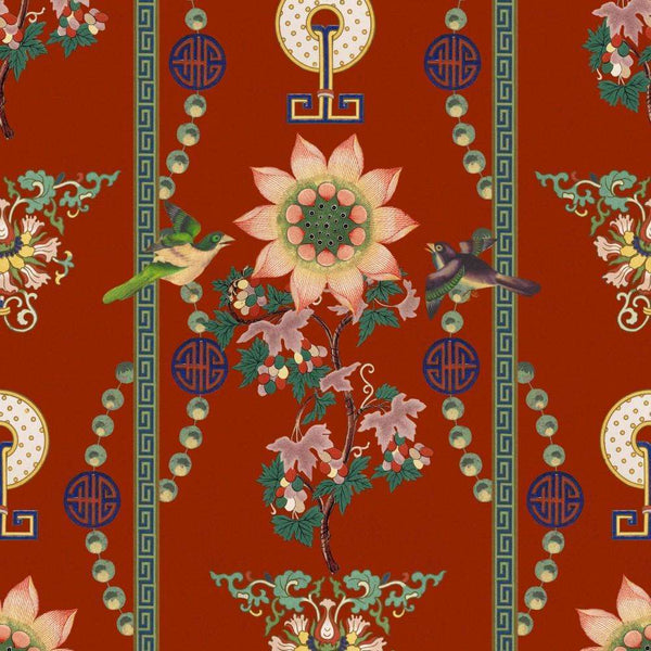 Lin Yuan-behang-Mind the Gap-Chinese Red-300 cm (standaard)-WP20587-Selected Wallpapers