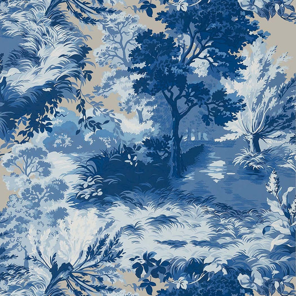 Lincoln Toile-Behang-Thibaut-Blue and Flax-Rol-T10864-Selected Wallpapers