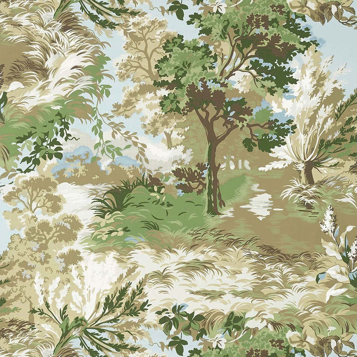 Lincoln Toile-Behang-Tapete-Thibaut-Green and Beige-Rol-T10866-Selected Wallpapers