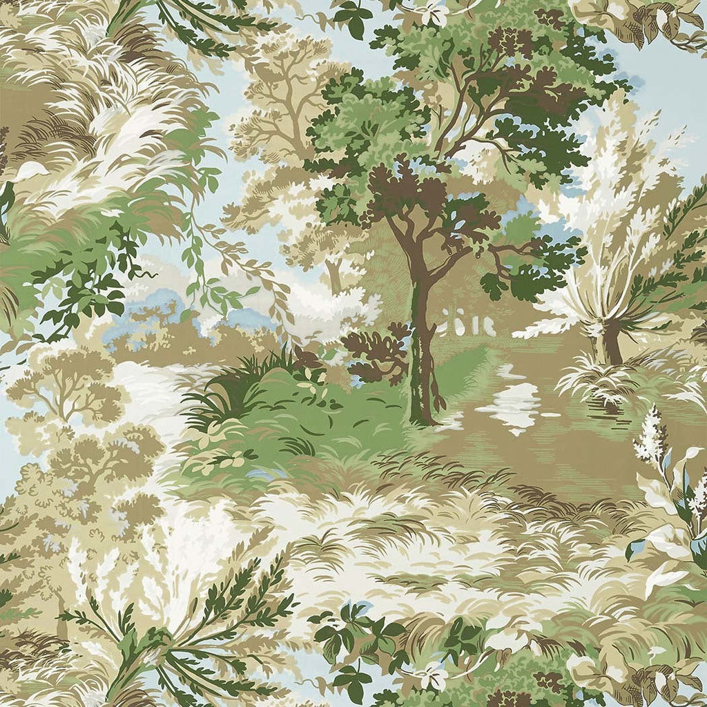 Lincoln Toile-Behang-Tapete-Thibaut-Green and Beige-Rol-T10866-Selected Wallpapers