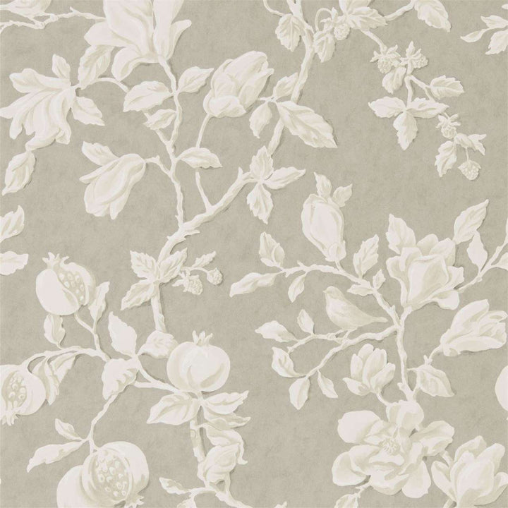 Magnolia & Pomegranate-behang-Tapete-Sanderson-Silver/Linen-Rol-215722-Selected Wallpapers
