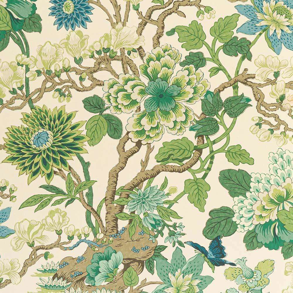 Magnolia-behang-Tapete-GP&J Baker-Emerald/Teal-Rol-BW45092.2-Selected Wallpapers