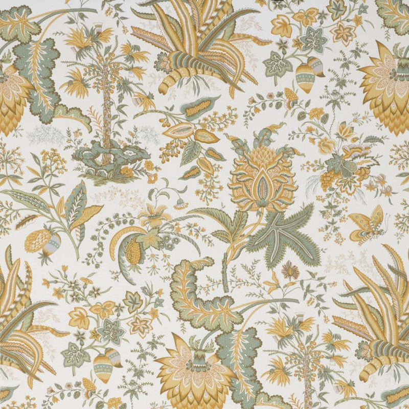 Marquis de Seignelay wallpaper in Ochre/Green by Braquenie