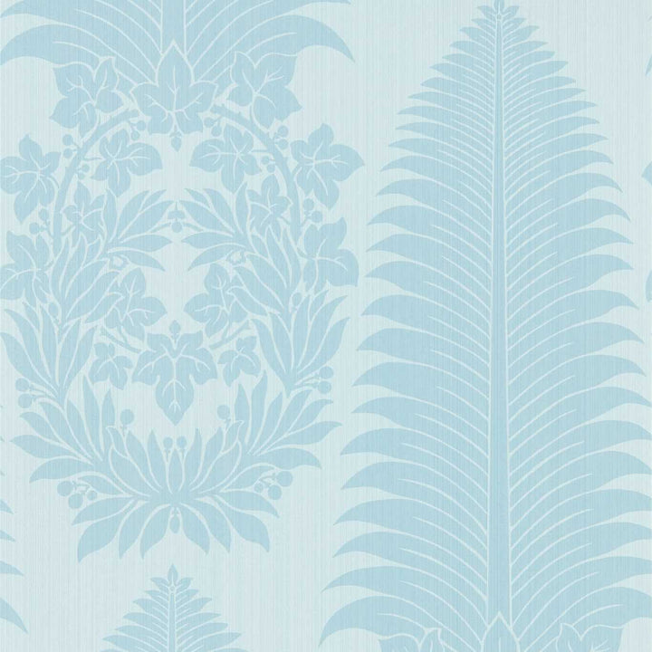 Marsden's Palm Damask-Behang-Tapete-Zoffany-Blue Stone-Rol-313023-Selected Wallpapers