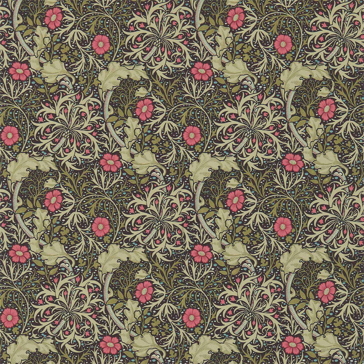 Morris Seaweed-behang-Tapete-Morris & Co-Ebony/Poppy-Rol-214716-Selected Wallpapers