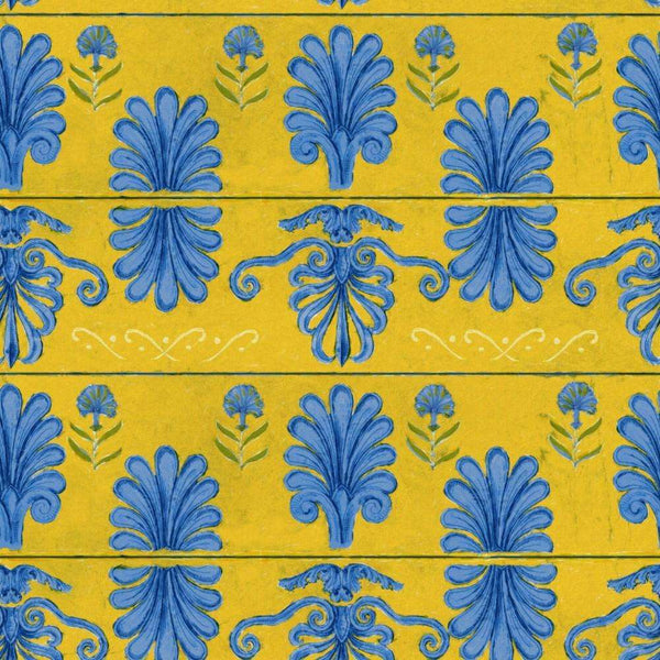 Mykonos Villa Motif-Tapete-Mind the Gap-Lemon-Rolle-WP30044-Selected Wallpapers