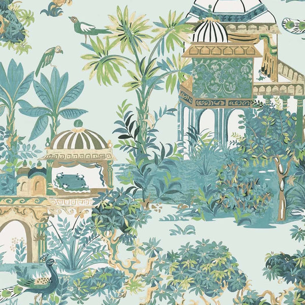 Mystic Garden-Behang-Thibaut-Spa Blue-Rol-T20826-Selected Wallpapers