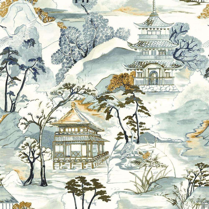 Nara-behang-Tapete-Casamance-Blanc/Celadon-Rol-75310202-Selected Wallpapers
