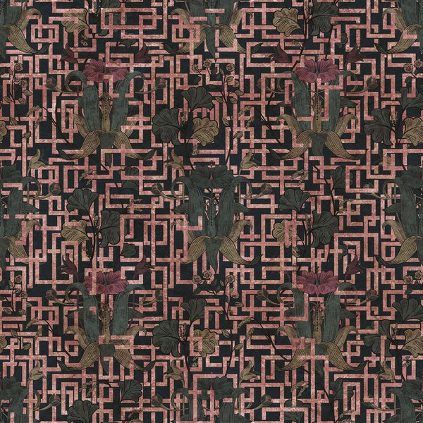 Nouveau-behang-Inkiostro Bianco-Roze-Gold Leaf-INKTGQD2002-Selected Wallpapers