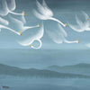 Onze Cygnes Sauvages-Tapete-Les Dominotiers-Blue-Non Woven 70 cm-DOM809-Selected Wallpapers