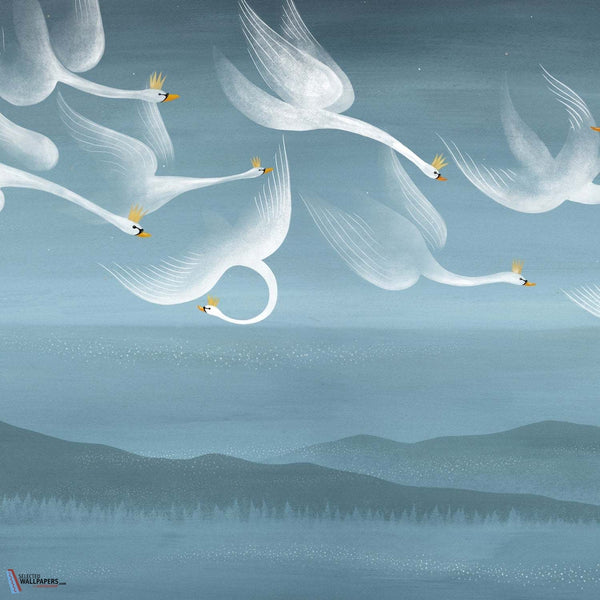 Onze Cygnes Sauvages-Tapete-Les Dominotiers-Blue-Non Woven 70 cm-DOM809-Selected Wallpapers
