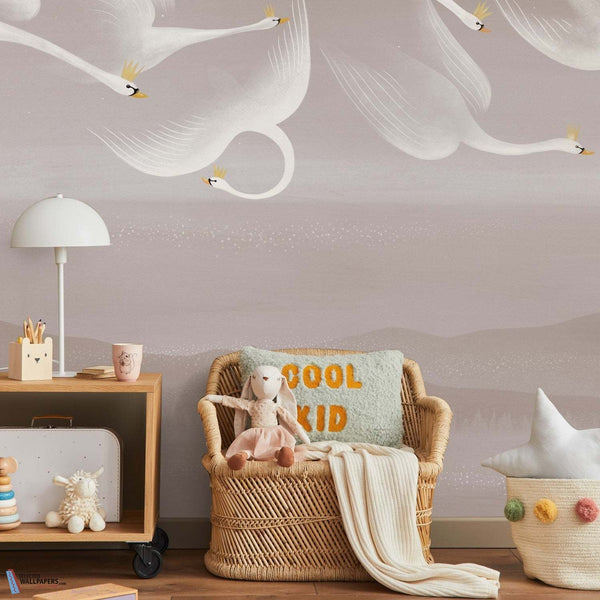Onze Cygnes Sauvages-Tapete-Les Dominotiers-Selected Wallpapers