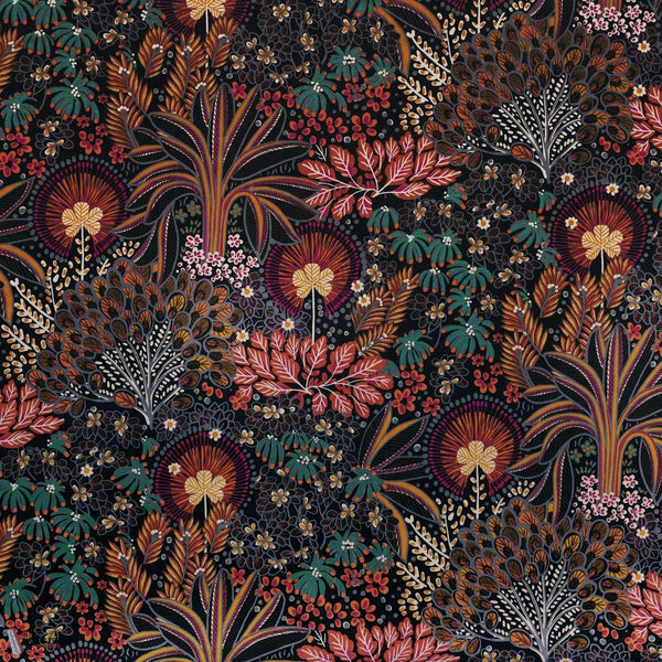 Opium Velvet stof-Casamance-Pourpe/Petrole-Meter (M1)-49970362-Selected Wallpapers