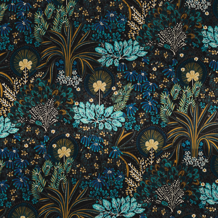 Opium Velvet stof-Fabric-Tapete-Casamance-Marine/Jaune Or-Meter (M1)-49970467-Selected Wallpapers
