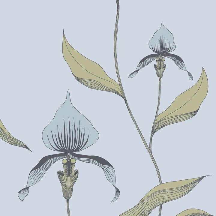 Orchid-behang-Tapete-Cole & Son-Ice Blue & Olive-Rol-66/4026-Selected Wallpapers