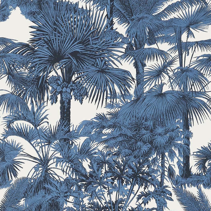 Palm Botanical-Behang-Tapete-Thibaut-Navy-Rol-T10100-Selected Wallpapers