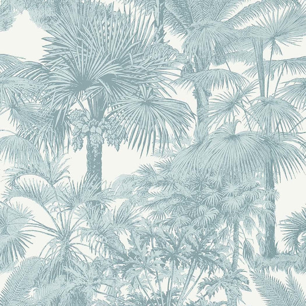 Palm Botanical-Behang-Thibaut-Spa Blue-Rol-T10104-Selected Wallpapers