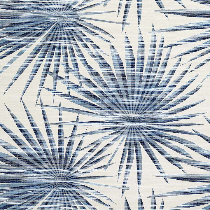 Palm Frond-Behang-Tapete-Thibaut-Navy White-Rol-T10144-Selected Wallpapers