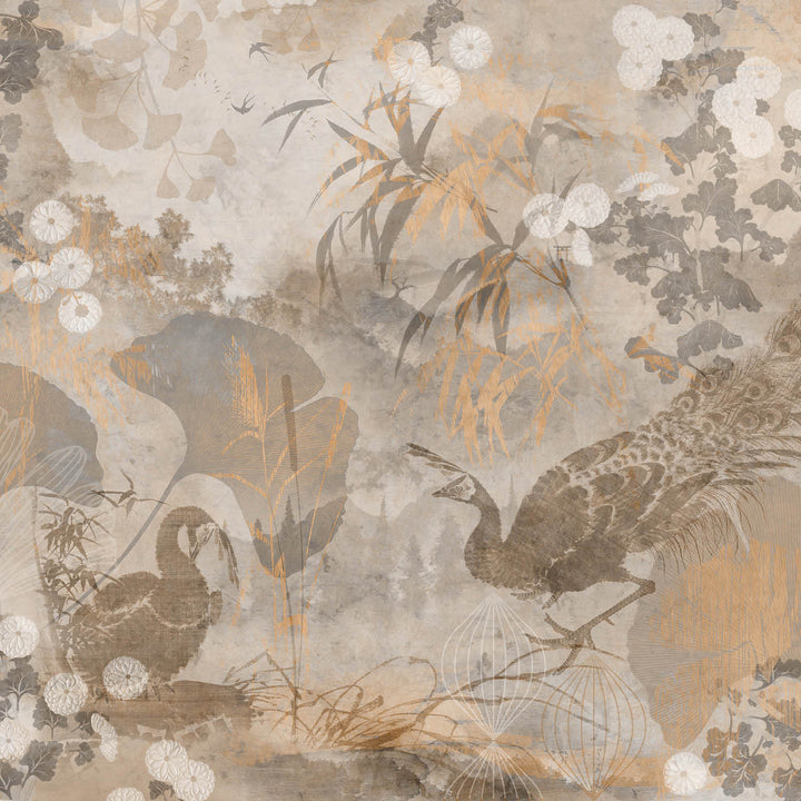 Peacock Garden-Behang-Tapete-Presence-Grey Tones-Silk Vinyl-PS105/01-Selected Wallpapers