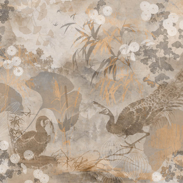 Peacock Garden-Behang-Presence-Grey Tones-Silk Vinyl-PS105/01-Selected Wallpapers