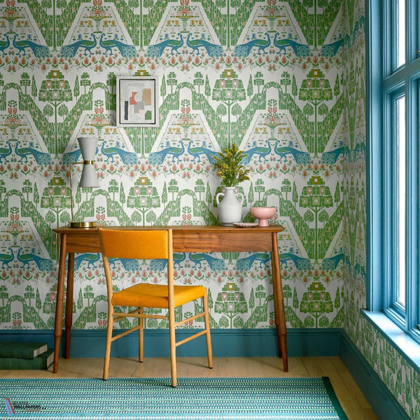 Peacock Topiary-Behang-Tapete-1838 wallcoverings-Selected Wallpapers