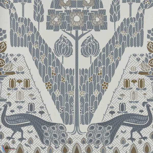 Peacock Topiary-Wallpaper-1838 wallcoverings-Monochrome-Roll-2311-172-01-Selected Wallpapers