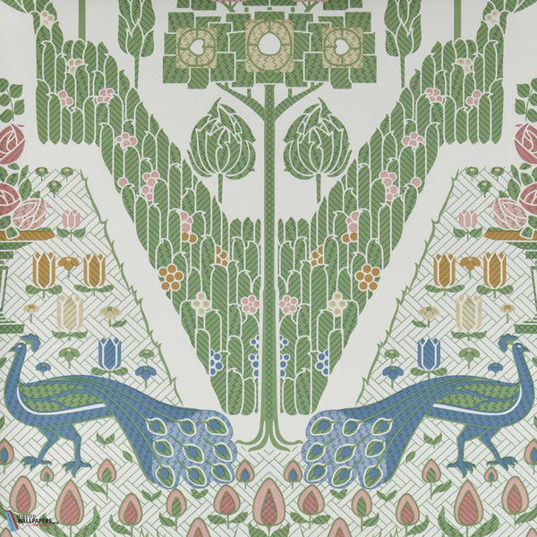 Peacock Topiary-Wallpaper-1838 wallcoverings-Fern Green-Roll-2311-172-02-Selected Wallpapers