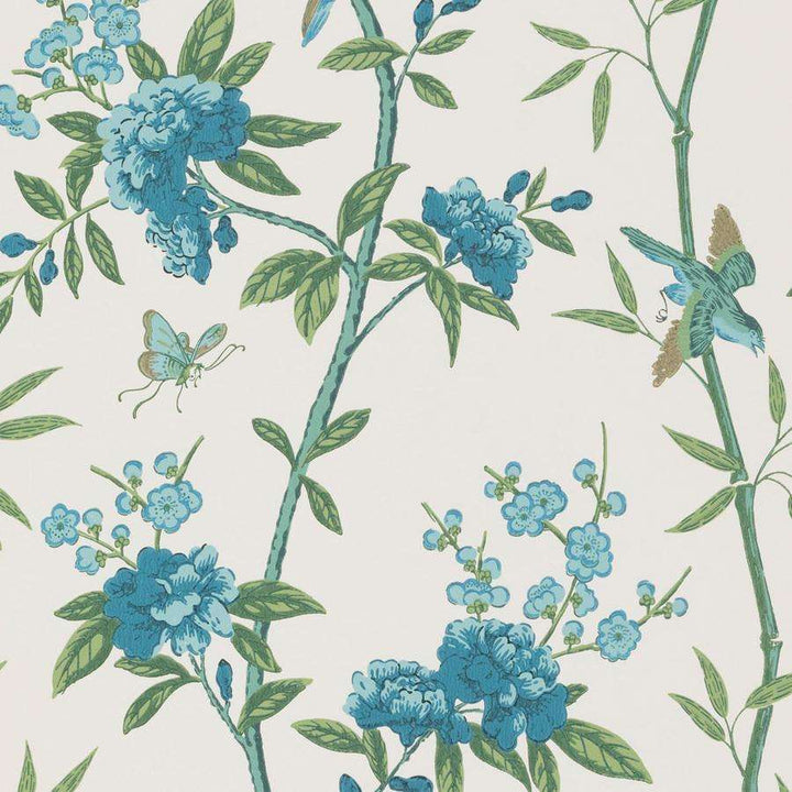 Peony & Blossom-behang-Tapete-GP&J Baker-Indigo/Teal-Rol-BW45066.5-Selected Wallpapers