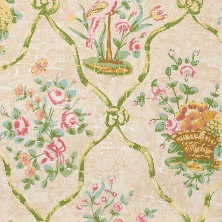 Petit Parc behang in Green/Cream van Braquenie