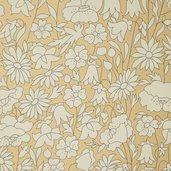 Poppy Meadow-Behang-Tapete-Liberty-Pewter Gold-Rol-07221002M-Selected Wallpapers