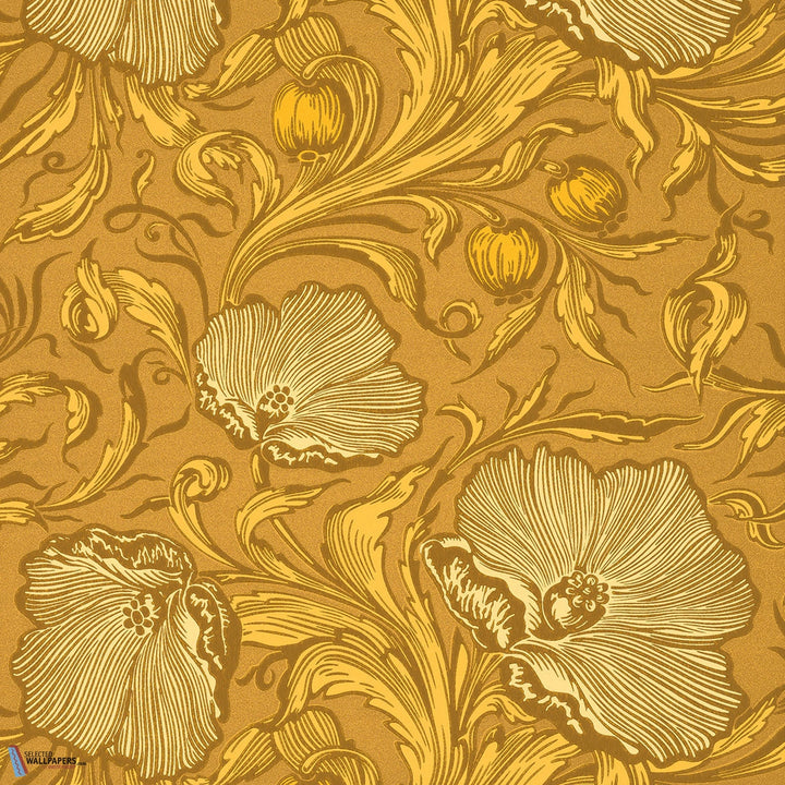 Poppy Trail-behang-Tapete-Little Greene-Yellow Pink-Rol-0263PTYELLO-Selected Wallpapers