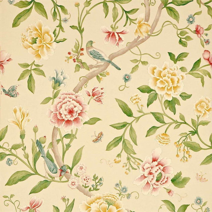 Porcelain Garden-behang-Tapete-Sanderson-Red/Beige-Rol-DCAVPO104-Selected Wallpapers