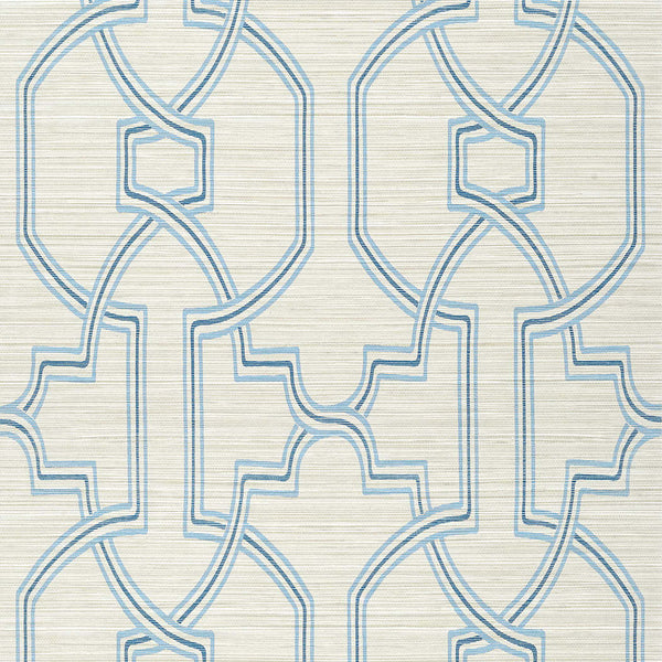 Promenade-Behang-Thibaut-Cream and Blue-Rol-T277-Selected Wallpapers