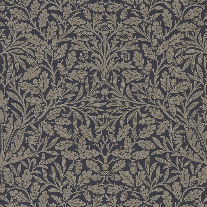 Pure Acorn-behang-Tapete-Morris & Co-Charcoal/Gilver-Rol-216033-Selected Wallpapers