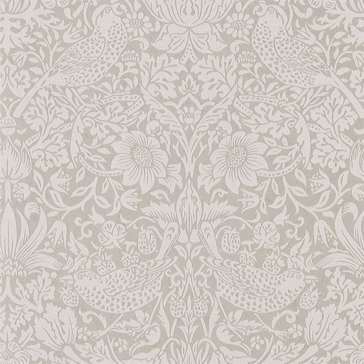 Pure Strawberry Thief-behang-Tapete-Morris & Co-Silver/Stone-Rol-216017-Selected Wallpapers