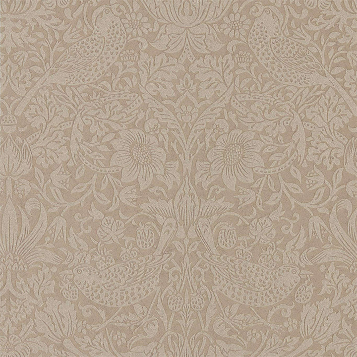 Pure Strawberry Thief-behang-Tapete-Morris & Co-Taupe/Gilver-Rol-216019-Selected Wallpapers