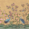 Romantic Cranes-Behang-Presence-Old Ochre-Naadloos Green Vinyl-PS100/05-Selected Wallpapers