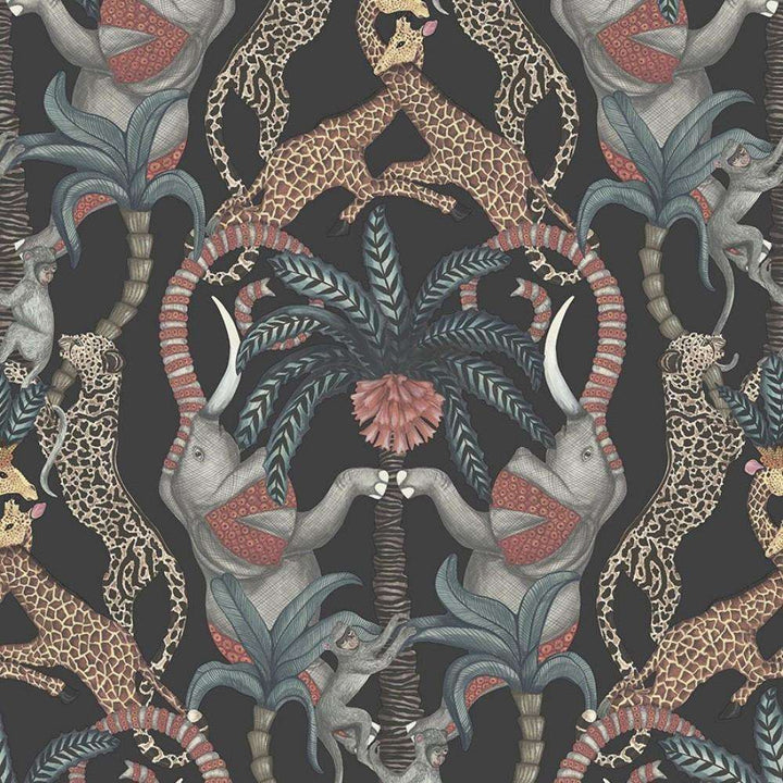 Safari Totem-Behang-Tapete-Cole & Son-Blue on Charcoal-Rol-119/2008-Selected Wallpapers
