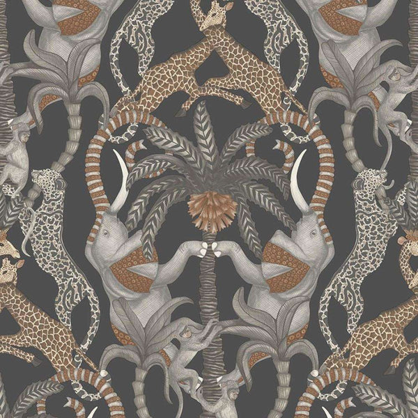 Safari Totem-Behang-Cole & Son-Taupe on Charcoal-Rol-119/2009-Selected Wallpapers