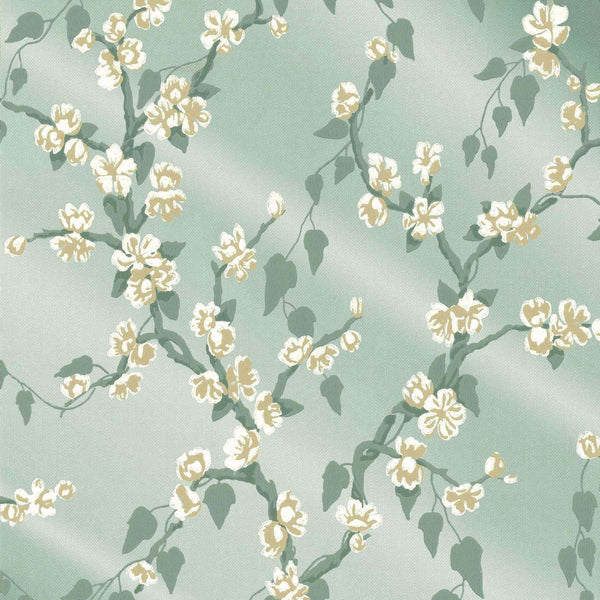 Sakura-behang-Little Greene-Aqua Lustre-Rol-0247SAAQUAL-Selected Wallpapers