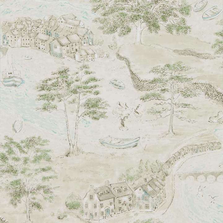 Sea Houses-behang-Tapete-Sanderson-Green/Sand-Rol-216490-Selected Wallpapers