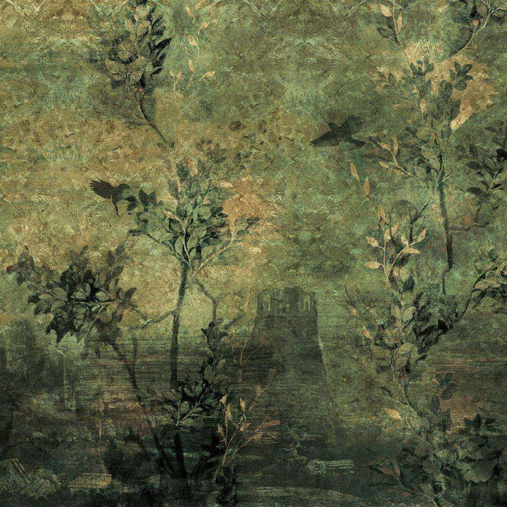 Seta-behang-Tapete-Inkiostro Bianco-Groen-Gold Leaf-INKEVEA2002-Selected Wallpapers